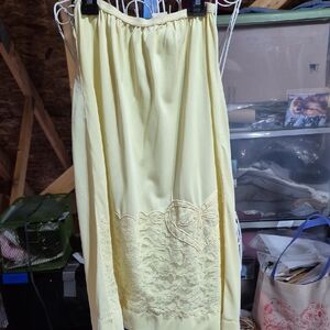Yellow Vintage Lace Slip with Heart Detail. Size Small.